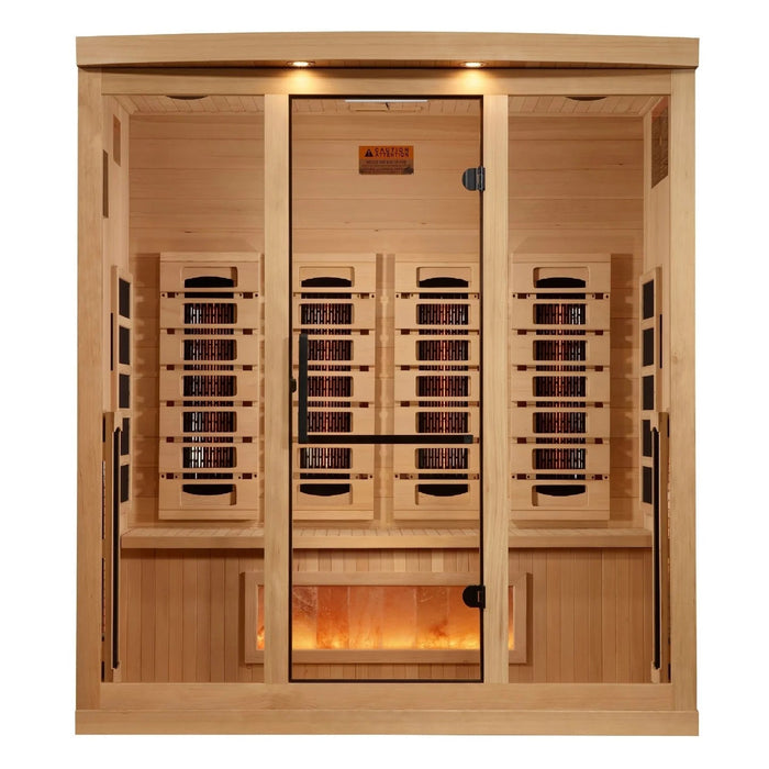Golden Designs 4-Person Full Spectrum PureTech™ Near Zero EMF (Under 3MG) FAR Infrared Sauna with Himalayan Salt Bar Golden Design Saunas