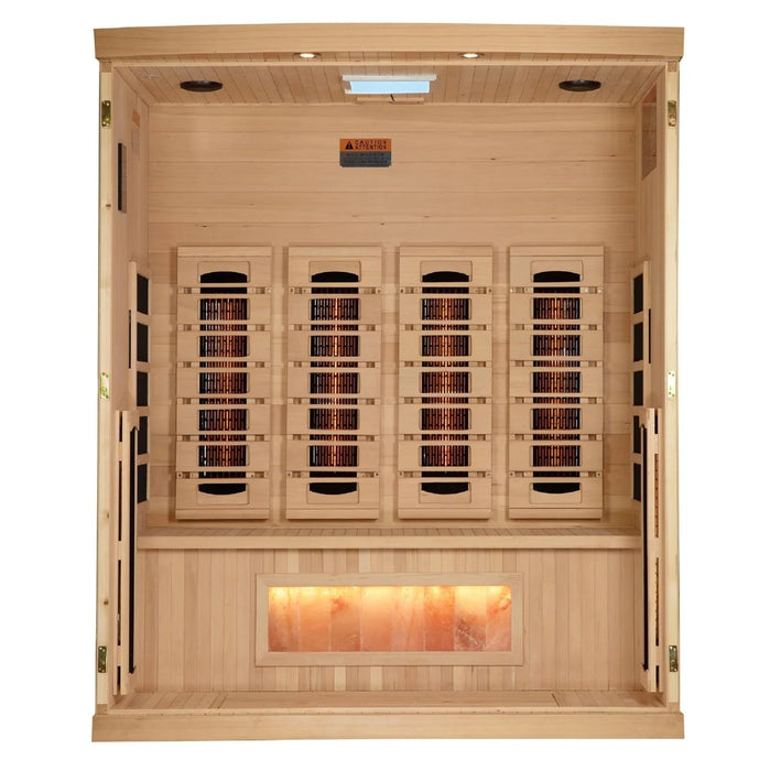 Golden Designs 4-Person Full Spectrum PureTech™ Near Zero EMF (Under 3MG) FAR Infrared Sauna with Himalayan Salt Bar Golden Design Saunas