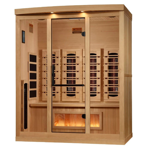 Golden Designs 4-Person Full Spectrum PureTech™ Near Zero EMF (Under 3MG) FAR Infrared Sauna with Himalayan Salt Bar Golden Design Saunas