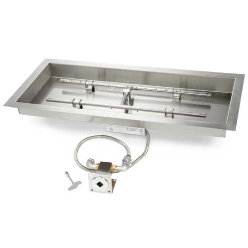 HPC 36x14" Rectangle H-Burner Torpedo Pan Match Lit Fire Pit Insert