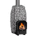 HUUM HIVE Flow wood-burning sauna stove filled with stones, angled view
