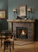 Kingsman HBZDV36 fireplace with black surround and louvers, herringbone brick liner and log set