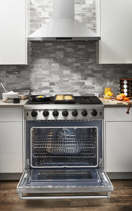 Thor Kitchen 36" Professional Natural Gas Range in Stainless Steel, LRG3601U