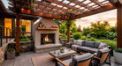 Majestic Black Premium Traditional Interior Panels for Courtyard 36" & 42" Gas Fireplace (ODCOUG-36BKTR / 42BKTR) shown in a Courtyard 42 on a patio