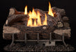 Majestic Lumonessen Outdoor Natural Gas Burner With Manual Ignition (LUM-OD-NM) shown with the optional Mountain Oak log set and stainless steel pan