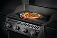 56066 14"(35.5cm) Stainless Steel Pizza Pan – in use, with pizza