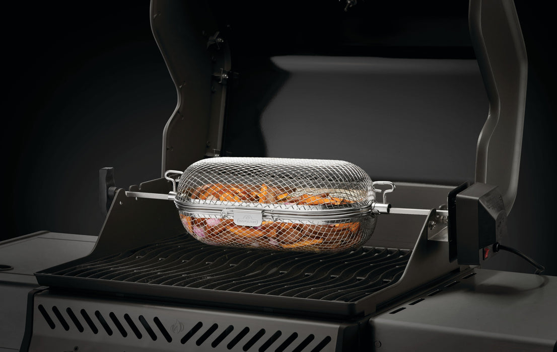 64000 Rotisserie Grill Basket – in use with sweet potatoes
