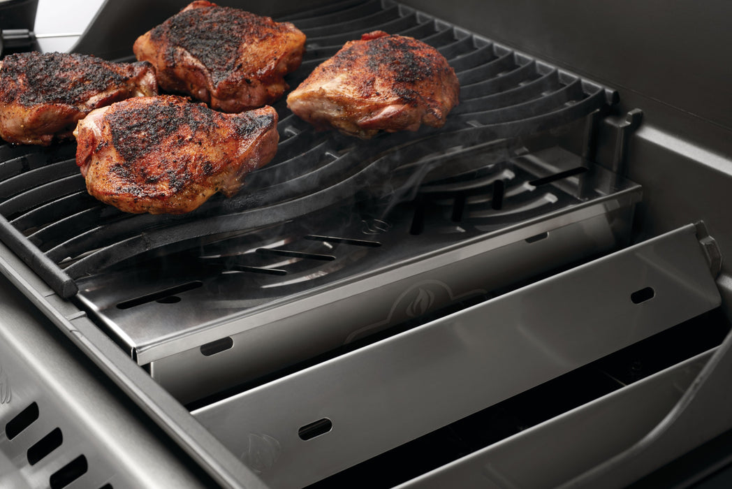 67013 Stainless Steel Sear Plate Smoker Box – close-up in use