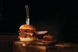 70060 Gourmet Burger Press Kit – in use, with burgers