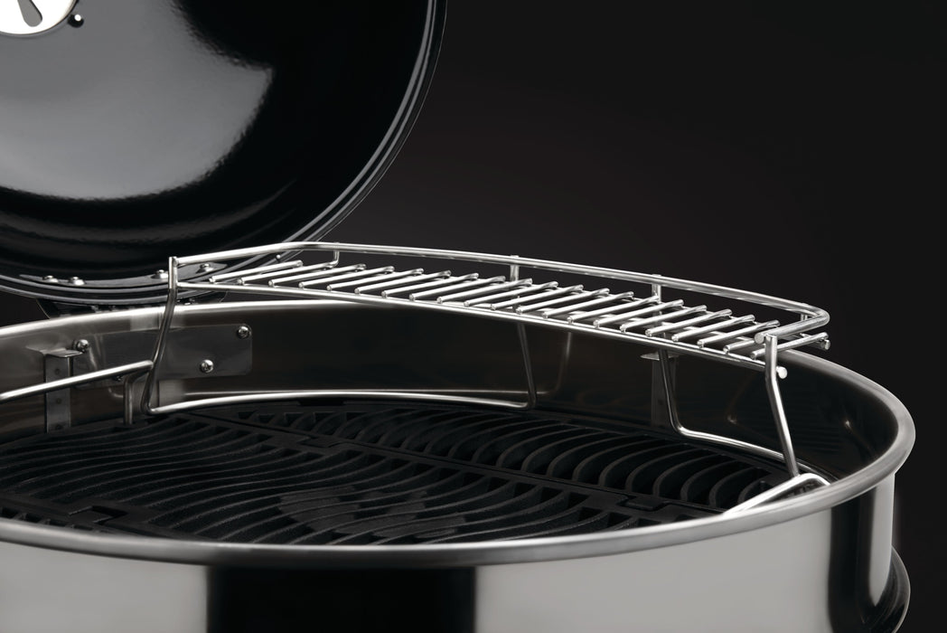 71022 Warming Rack for Charcoal Kettle Grills – installed, close-up