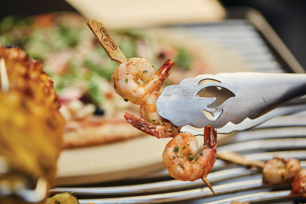70116 Bamboo Skewers (6-inch) – in use, with shrimp