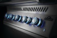 700 Series 38" Built-in Gas Grill with Infrared Rear Burner – close-up of lit control knobs