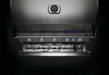 700 Series 38" Built-in Gas Grill with Infrared Rear Burner – close-up of rotisserie storage and lit knobs