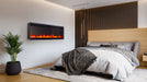Astound 62" SlimMount Smart Electric Fireplace – lifestyle photo, with wall mount, topaz glass