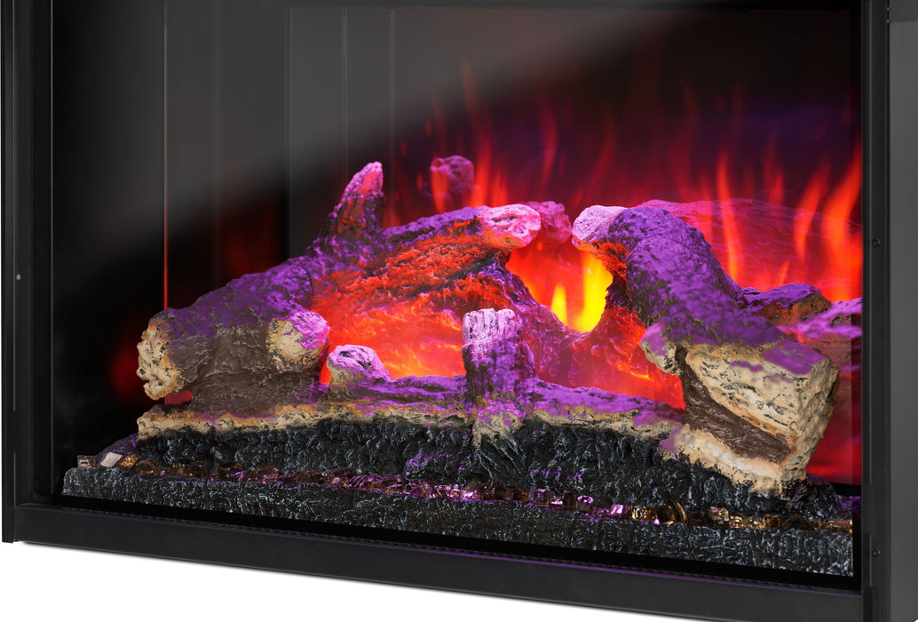 Rosedale 26" Smart Electric Fireplace Insert – close-up of pink top light