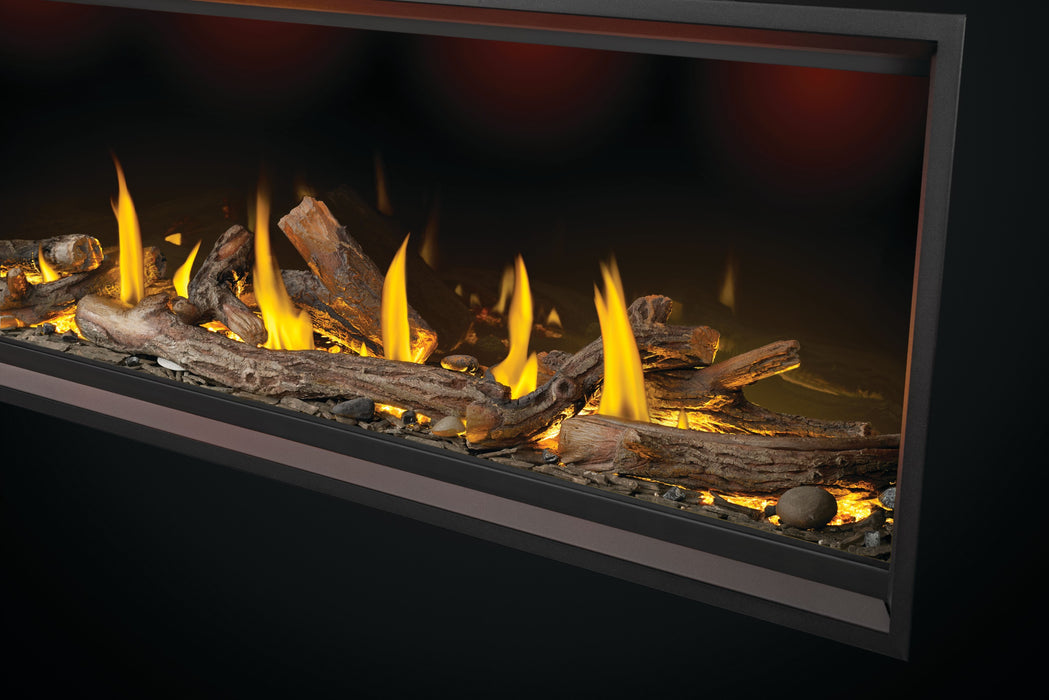 Tall Vector 74" Direct Vent Gas Fireplace – close-up of oak logs