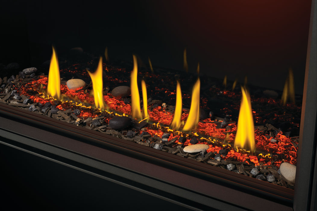 Tall Vector 74" Direct Vent Gas Fireplace – close-up of woodland log media
