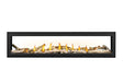 Vector 74" See-Through Direct Vent Gas Fireplace – birch logs with safety barrier, front view