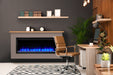 SimpliFire Ready-to-Finish Boyd build-out kit, shown painted, with Allusion Platinum 50" fireplace and blue flames against a dark wall