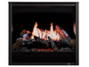 SimpliFire Black Folio front on an Inception 36" with black glass liner and birch logs