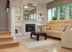 SimpliFire 25" Mission door front, doors closed, on an electric insert in a living room