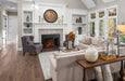 SimpliFire 35" electric fireplace insert with Mission door front, doors open, in a white fireplace