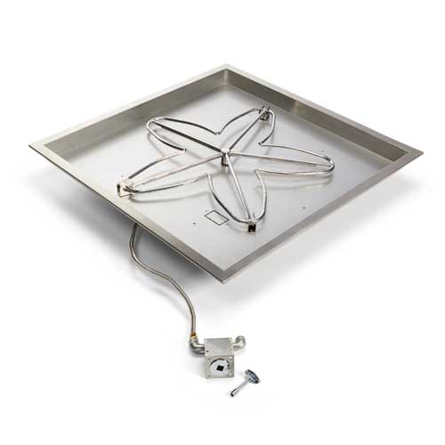 HPC 18" Square Bowl Pan Fire Pit Insert With Electronic Ignition