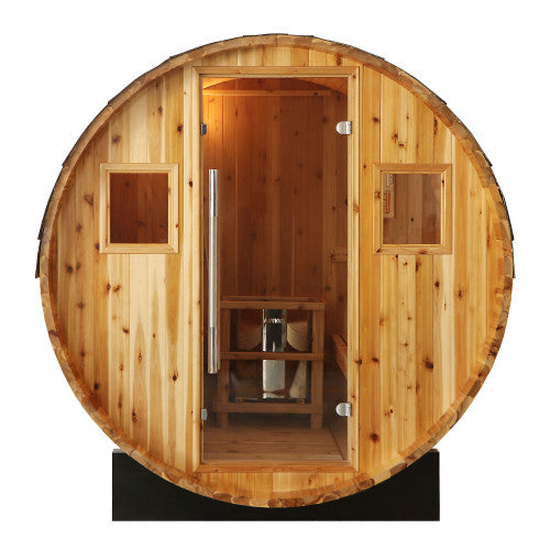 SunRay Aurora 2-4 Person Barrel Outdoor Traditional Sauna - Western Red Cedar SunRay Saunas