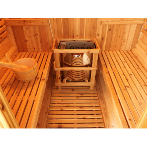 SunRay Aurora 2-4 Person Barrel Outdoor Traditional Sauna - Western Red Cedar SunRay Saunas