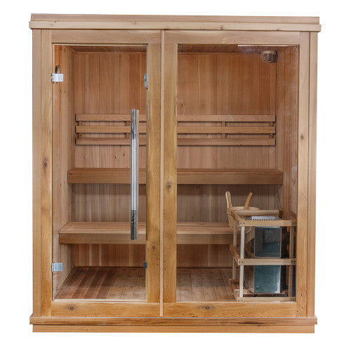 SunRay Charleston 4 Person Indoor Traditional Sauna with Double Bench - Canadian Cedar SunRay Saunas