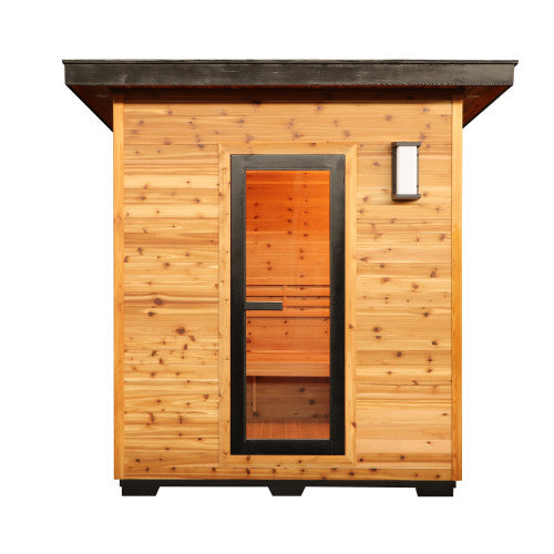 SunRay Denali 4 Person Contemporary Outdoor Traditional Sauna - Western Red Cedar SunRay Saunas