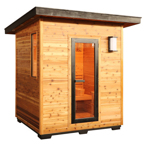 SunRay Denali 4 Person Contemporary Outdoor Traditional Sauna - Western Red Cedar SunRay Saunas