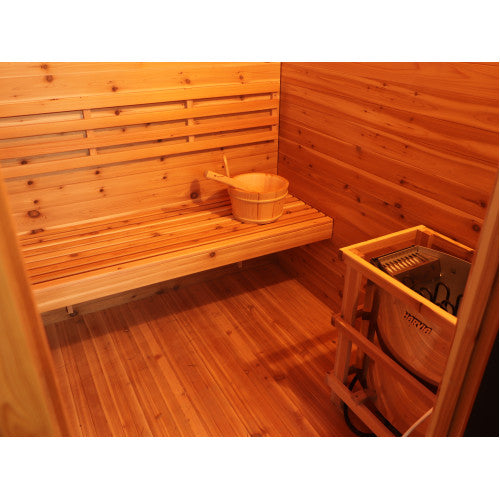 SunRay Denali 4 Person Contemporary Outdoor Traditional Sauna - Western Red Cedar SunRay Saunas