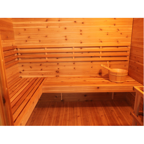 SunRay Denali 4 Person Contemporary Outdoor Traditional Sauna - Western Red Cedar SunRay Saunas
