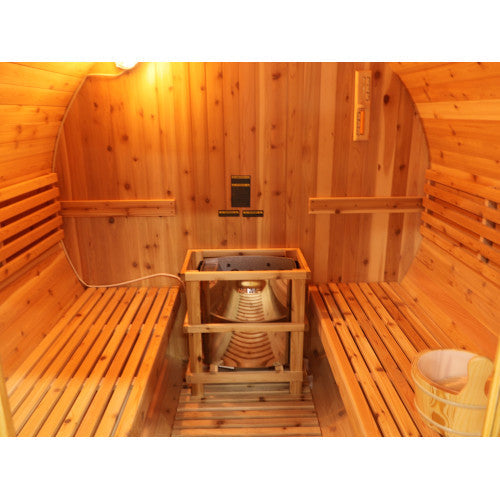SunRay Galley 4 Person Barrel Outdoor Traditional Sauna - Western Red Cedar SunRay Saunas