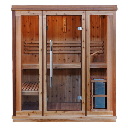 SunRay Hampton 3 Person Indoor Traditional Sauna with Double Bench - Canadian Cedar SunRay Saunas