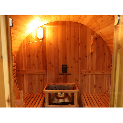 SunRay Oasis 2-4 Person Canopy Barrel Outdoor Traditional Sauna - Western Red Cedar SunRay Saunas