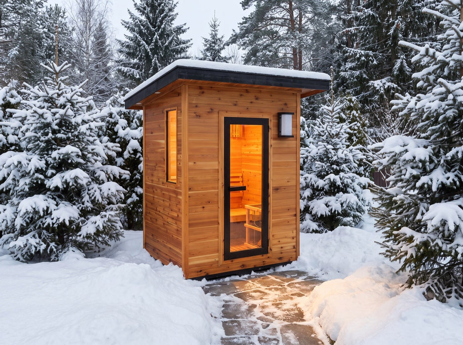 SunRay Seneca 3 Person Contemporary Outdoor Traditional Sauna - Western Red Cedar SunRay Saunas
