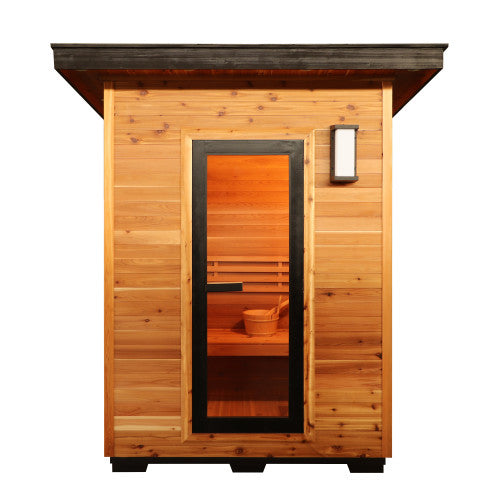 SunRay Seneca 3 Person Contemporary Outdoor Traditional Sauna - Western Red Cedar SunRay Saunas