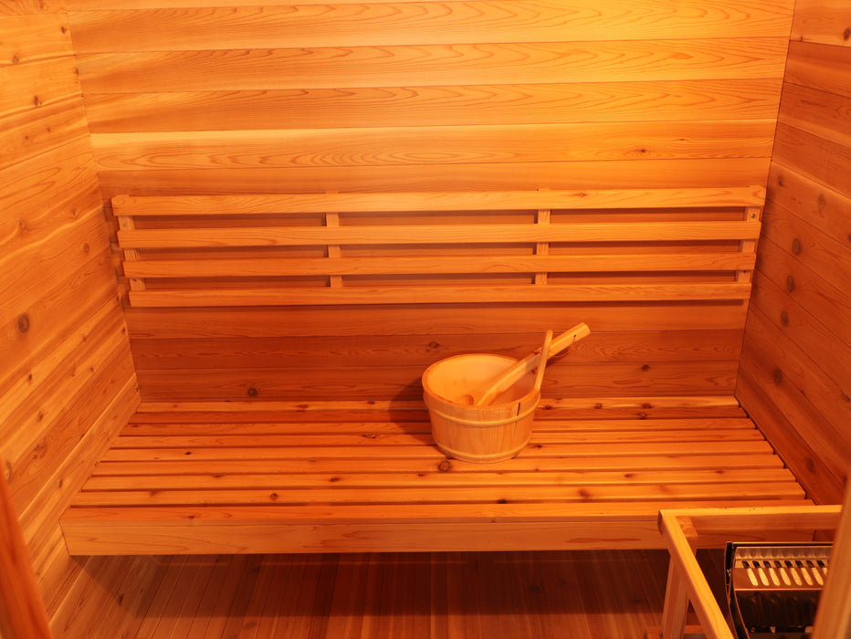 SunRay Seneca 3 Person Contemporary Outdoor Traditional Sauna - Western Red Cedar SunRay Saunas