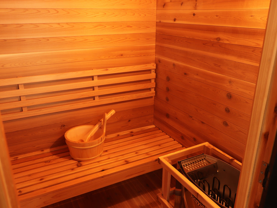 SunRay Seneca 3 Person Contemporary Outdoor Traditional Sauna - Western Red Cedar SunRay Saunas
