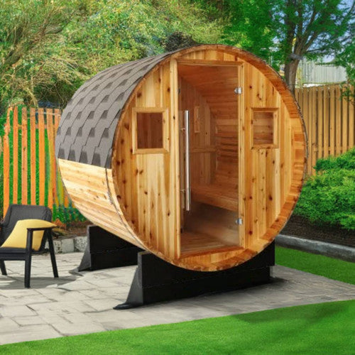 SunRay Solace 2 Person Barrel Outdoor Traditional Sauna - Western Red Cedar SunRay Saunas