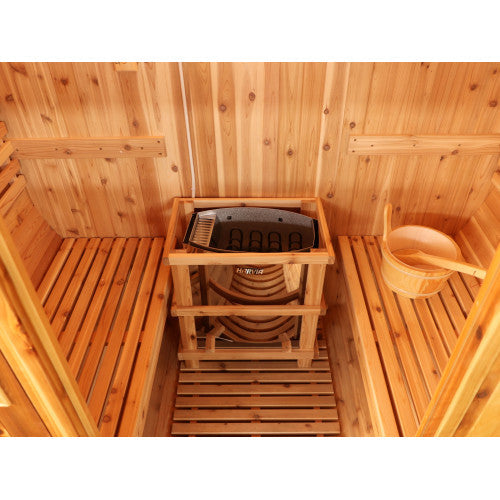 SunRay Solace 2 Person Barrel Outdoor Traditional Sauna - Western Red Cedar SunRay Saunas
