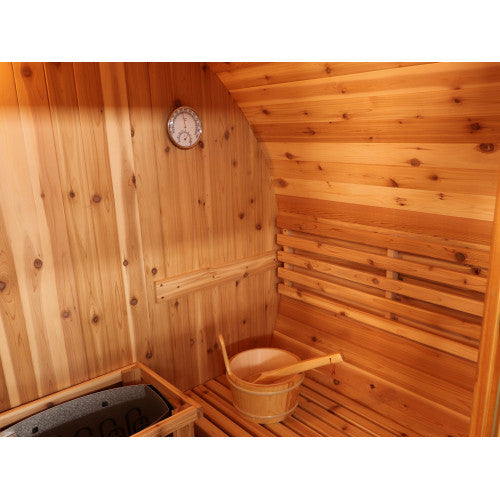 SunRay Solace 2 Person Barrel Outdoor Traditional Sauna - Western Red Cedar SunRay Saunas