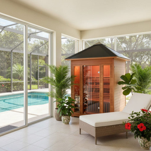 SunRay Waverly 3 Person Outdoor Traditional Sauna with Windows - Canadian Hemlock SunRay Saunas