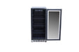 TrueFlame 15" Outdoor Rated Fridge with Glass Door AMD-RFR-15G - glass door open, empty interior