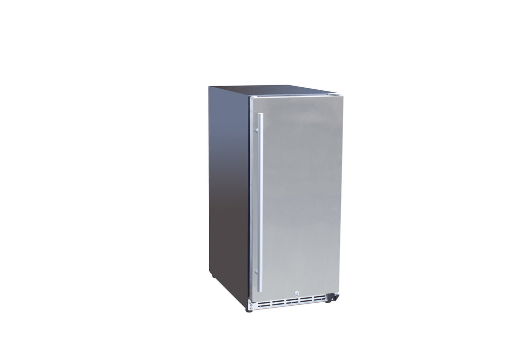 TrueFlame 15" Outdoor Rated Fridge with Stainless Door AMD-RFR-15S - side view, door closed
