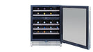 TrueFlame 24" Outdoor Rated Dual Zone Wine Cooler AMD-RFR-24WD - front view, door open, full of wine