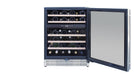 TrueFlame 24" Outdoor Rated Dual Zone Wine Cooler AMD-RFR-24WD - door open showing 46-bottle capacity