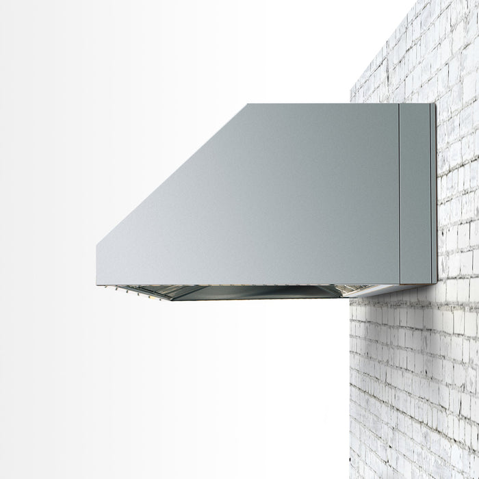 TrueFlame 4" Spacer Bracket for TrueFlame Vent Hoods - shown installed between a vent hood and the wall